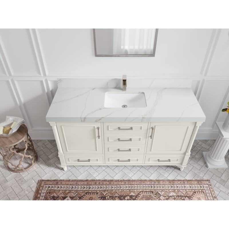 Willow Collections 60 in. W x 22 in. D Aberdeen Single Bowl Sink Bathroom Vanity with Countertop