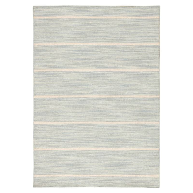 Byron Handmade Stripe Area Rug - 5' x 8' - Light Blue/Ivory - Runner/Rectangle