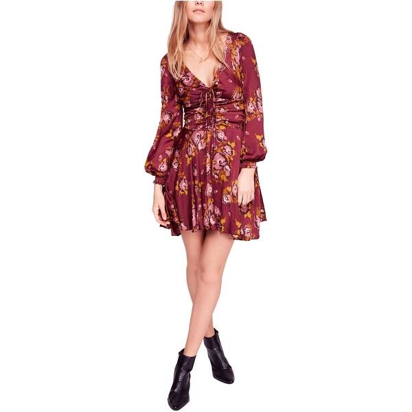 Free People Womens Floral Fit & Flare Dress, Purple, 10 - Bed Bath & Beyond  - 41857924