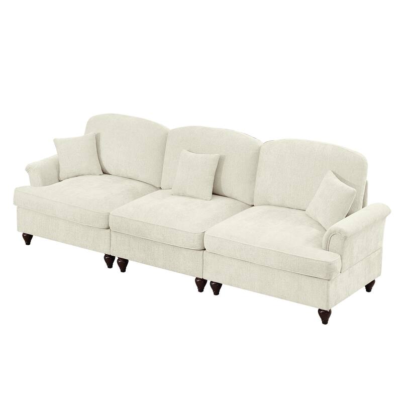 GDFStudio - Elegant Mid Century 3-Seater 107" Chenille Sofa with Flared Arms