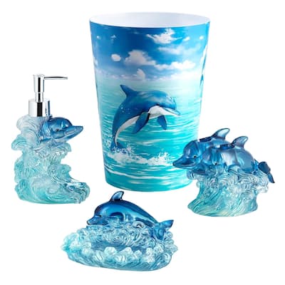 Jump For Joy 4 Piecce Set Lotion Pump/Toothbrush Holder/Soap Dish/Wastebasket 4PC Set - 4 Piece Set