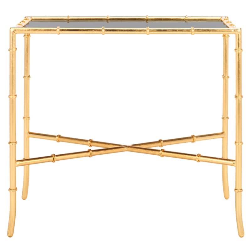 SAFAVIEH Erlinda Hidden Treasures Black Mirrored Glass Gold Accent Table - 23" x 13.7" x 21.1" - 23Wx14Dx21H