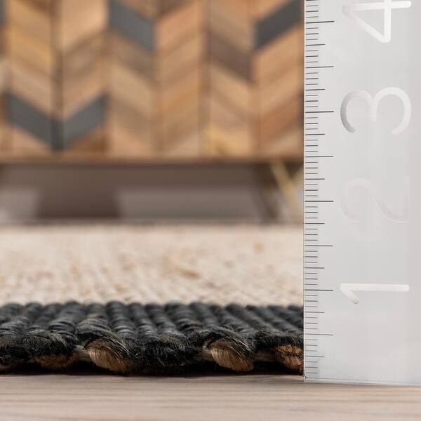 dimension image slide 0 of 3, Nuloom Bronwyn Farmhouse Bordered Jute Blend Area Rug