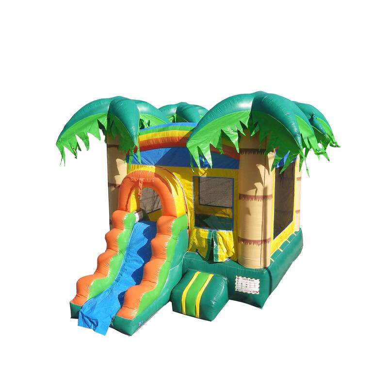 HeroKiddo Tropical Breeze Commercial Grade Inflatable Bounce House & Water Slide Combo w/ Air Blower, Lightweight, Outdoor Fun