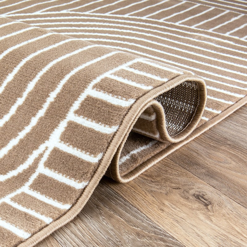 World Rug Gallery Contemporary Stripe Arch Design Area Rug