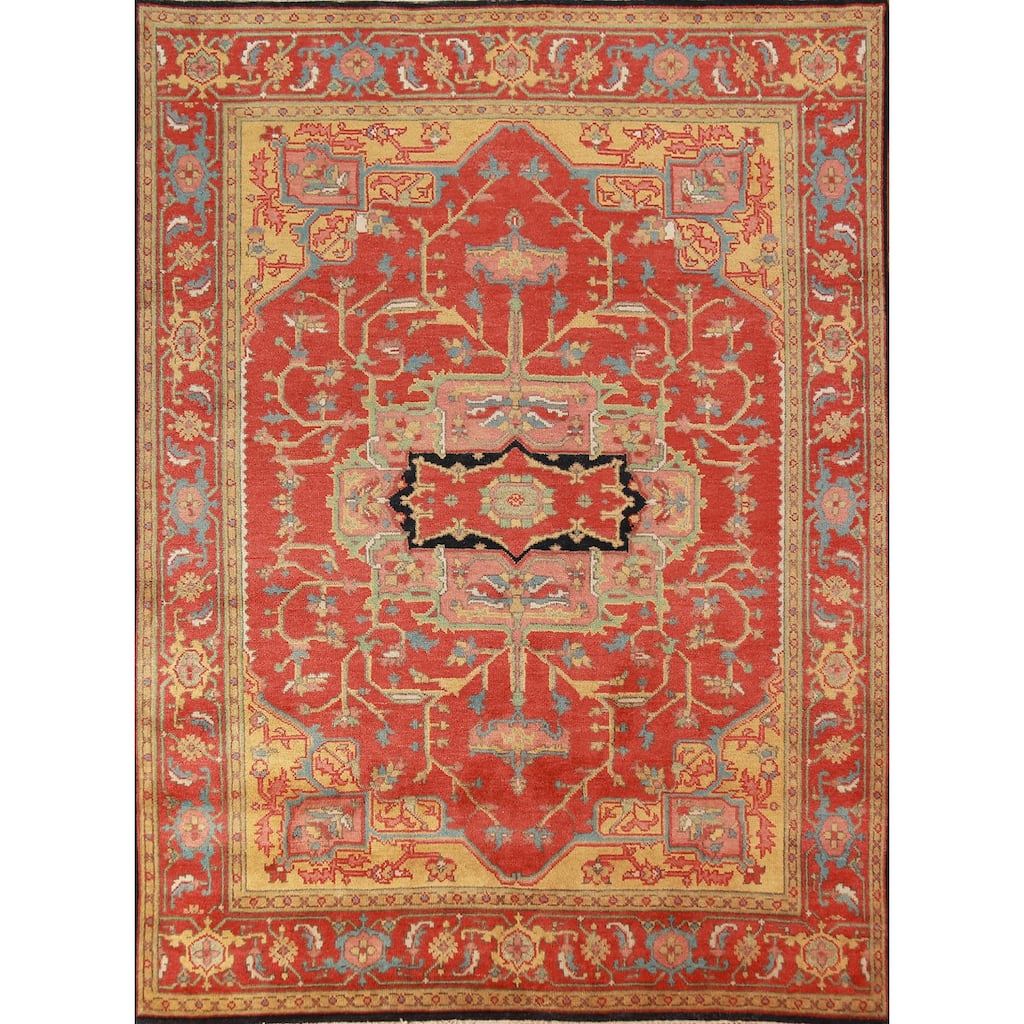 Geometric Heriz Serapi Oriental Area Rug Handmade Wool Carpet - 7'10" x 9'8"