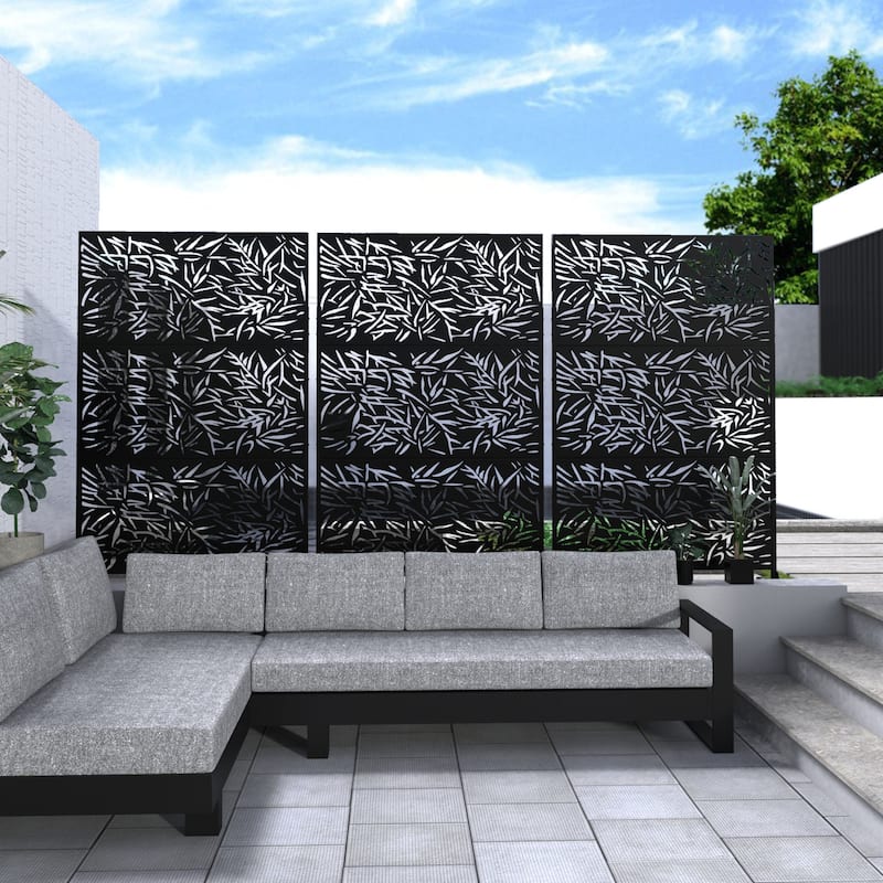 Privacy Screen Free Standing Bamboo Leaves
