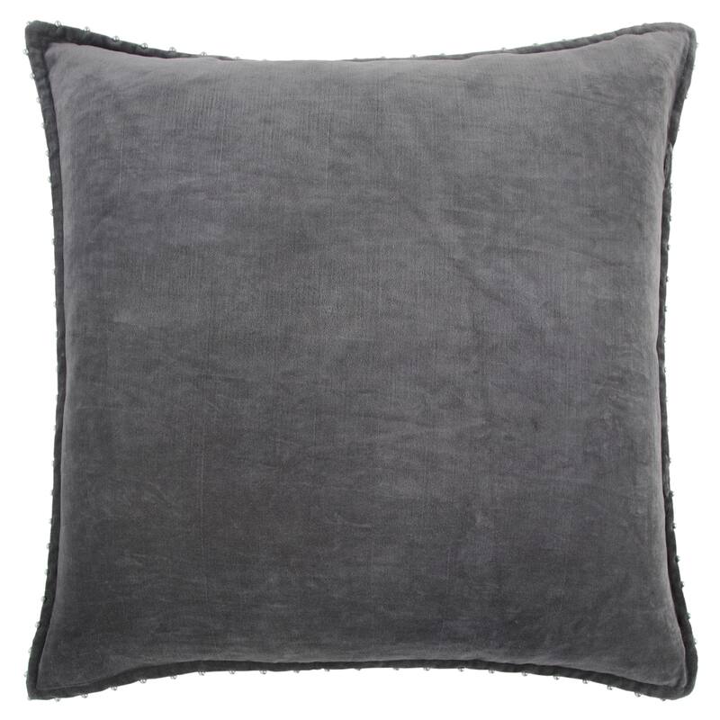Rizzy Home Cotton Velvet with Beaded Trim Throw Pillow Cover