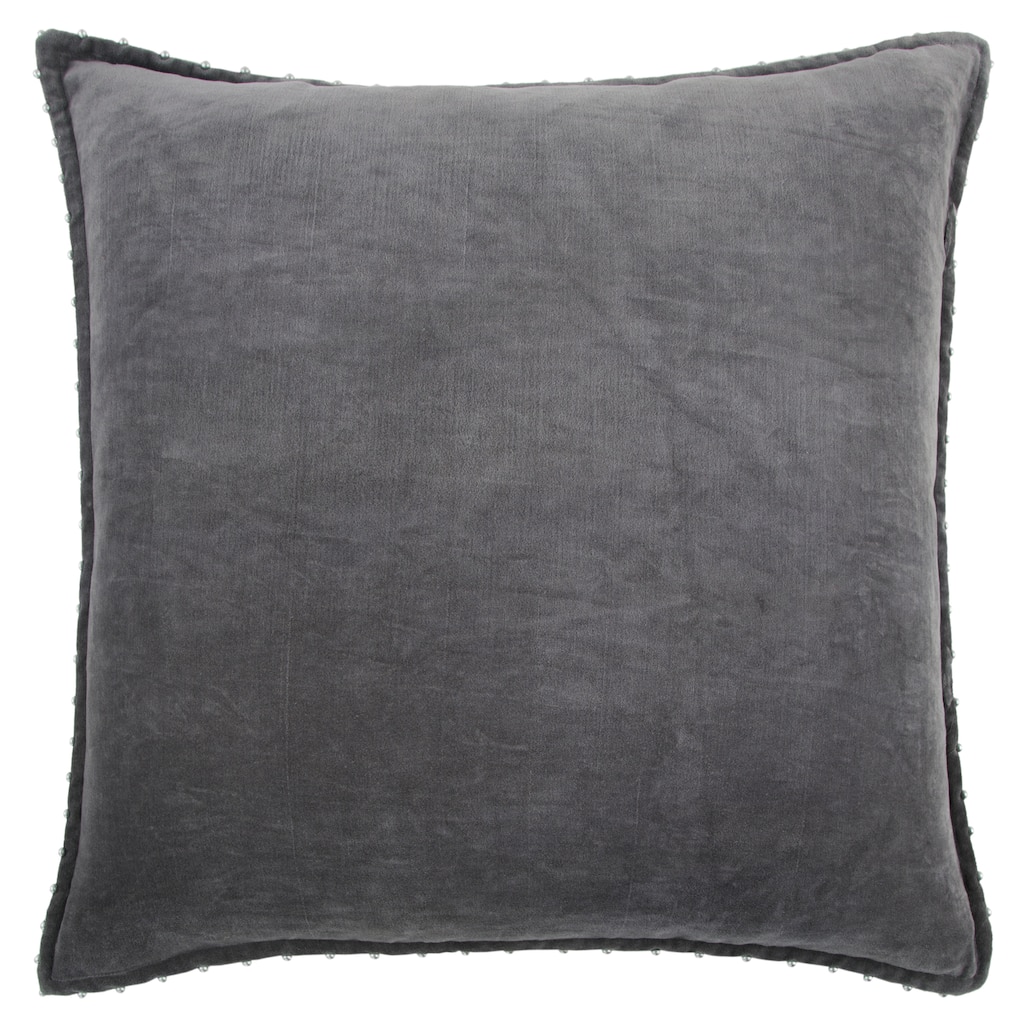 Rizzy Home Cotton Velvet with Beaded Trim Throw Pillow Cover