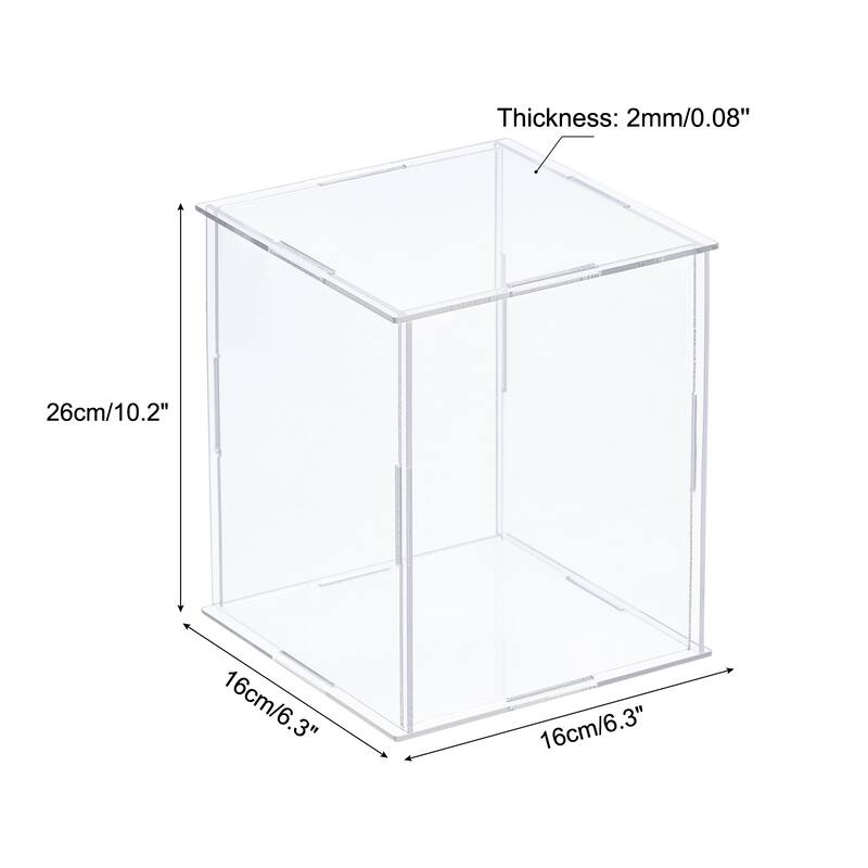 Display Case, Acrylic Box Assemble Dustproof Showcase for Collectibles - Clear - 5.9x5.9x9.8inch