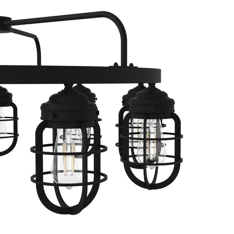 Hunter Starklake 9-Light Chandelier - Dining Room, Entry - Industrial, Wheel, Rustic, Caged