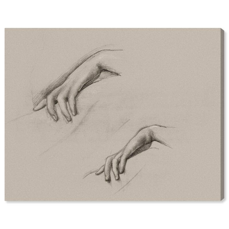 Wynwood Studio Canvas Classic Studies for a Hand in The Godhead Fires Gray and Dark Gray Traditional Wall Art Canvas Print