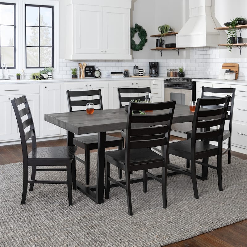 Middlebrook Solid Wood 7-Piece Dining Set with Ladder Back Chairs
