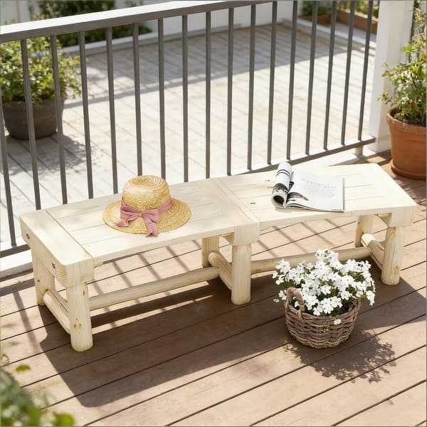 slide 2 of 8, GDFStudio Outdoor Elaria Solid Fir Wooden Garden Bench with Slatted Seat Design Natural