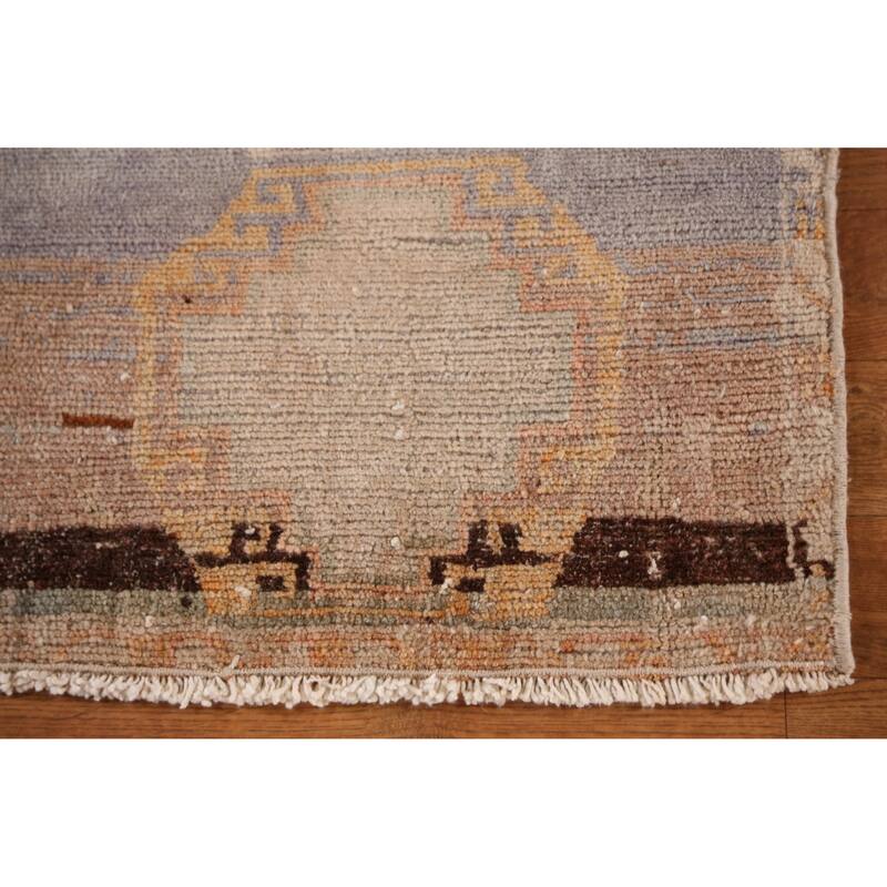 Hand Knotted Oriental 100% Wool Carpet Transitional Geometric Beige & Ivories Anatolian Area Rug - 2' 9'' X 1' 7''