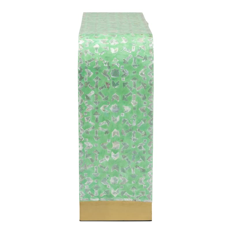 Didrika Modern Bohemian Seafoam Green Mother of Pearl Console Table