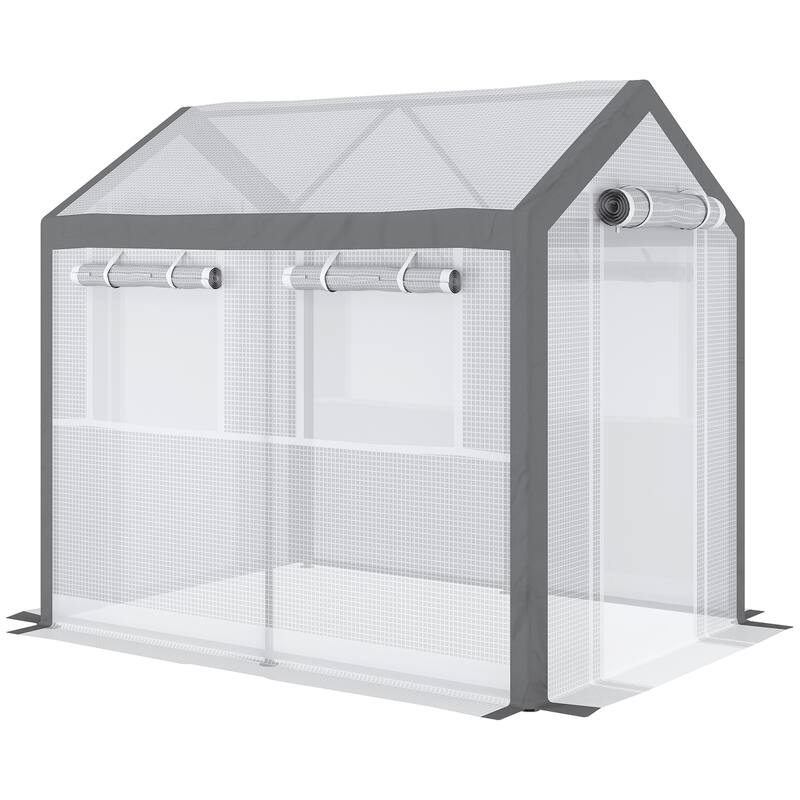 UV-Resistant Plant Nursery Shed with Roll-Up Windows & Zippered Doors, Air Vents, Tear-resistant Garden Shed Greenhouse