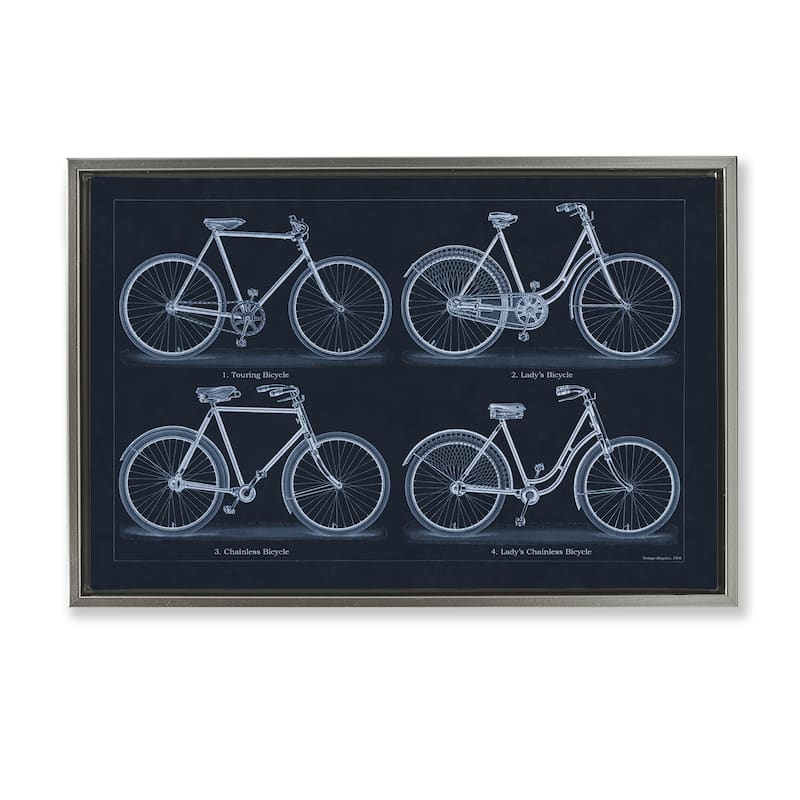 Stupell Traditional Bicycle Styles Diagram Framed Floater Canvas Wall Art Design By Phillipa Katz - 25 x 17 - Grey