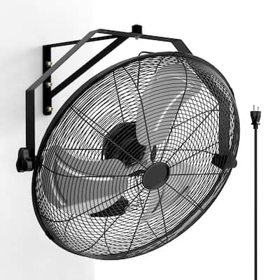 20 Inch High Velocity Wall Mount Fan with Rack and L-Iron