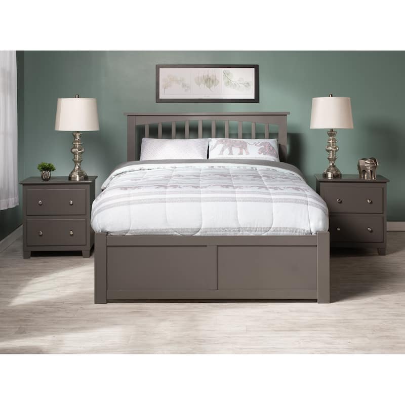 Mission Full Platform Bed with Footboard and Full Trundle Bed