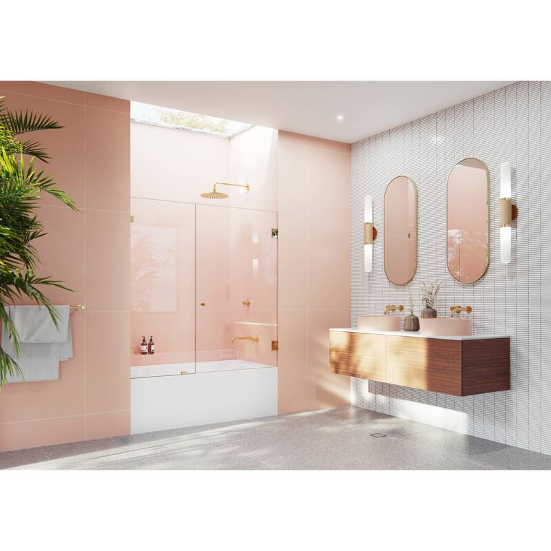 Glass Warehouse 58.25" x 52" Frameless Shower Bath Door - Wall Hinge