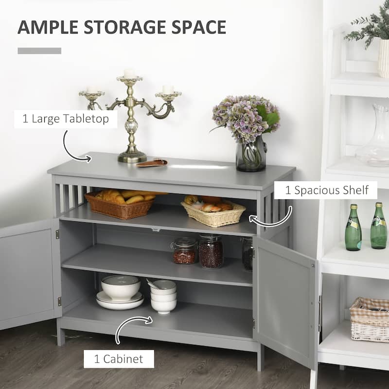 Sideboard Buffet Cabinet, Modern Kitchen Cabinet, Coffee Bar Cabinet with 2-Level Shelf and Open Compartment, Grey