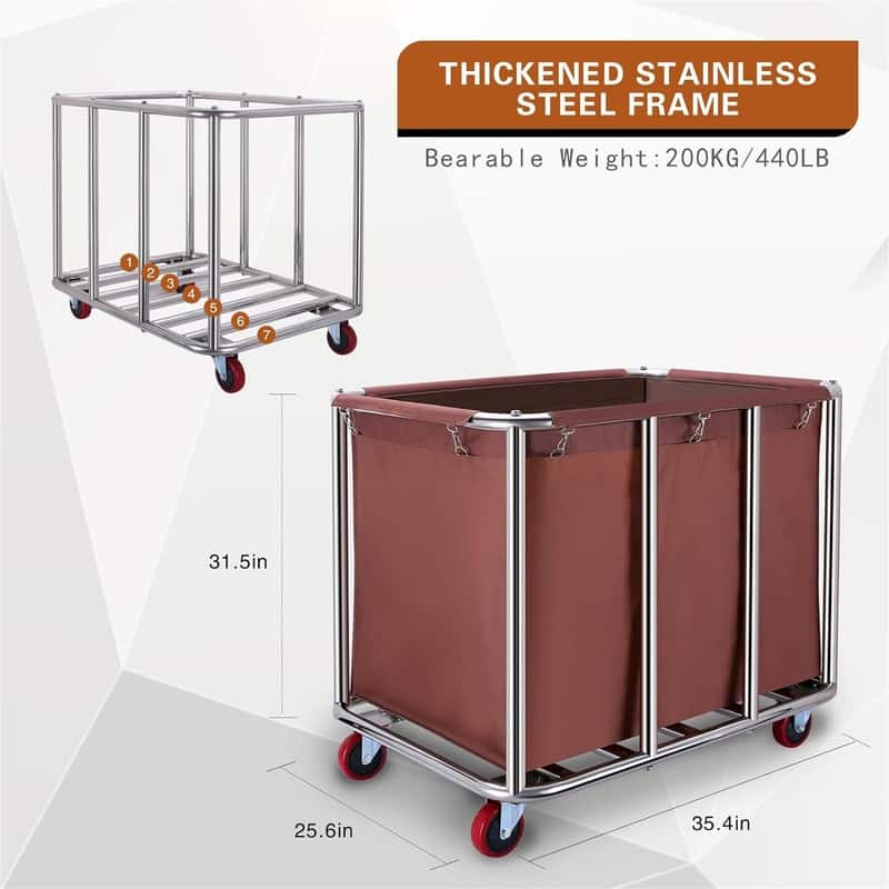 400L Large Laundry Basket with Wheels - 35.4"D x 25.6"W x 31.5"H