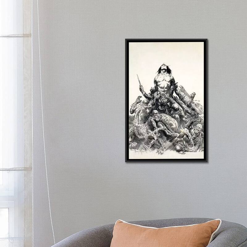 iCanvas "Ape Man" by Frank Frazetta Framed