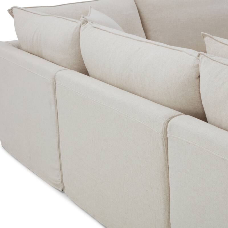 Furniture of America Caspian 6-Seater Taupe FSC & OEKO TEX Sectional Sofa with Feather Blend Cushions