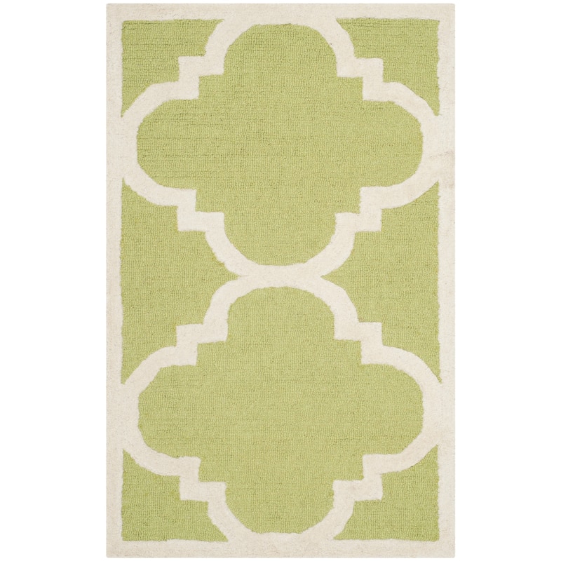 SAFAVIEH Handmade Cambridge Gullveig Modern Moroccan Wool Rug - 2'6" x 4' - Green/Ivory