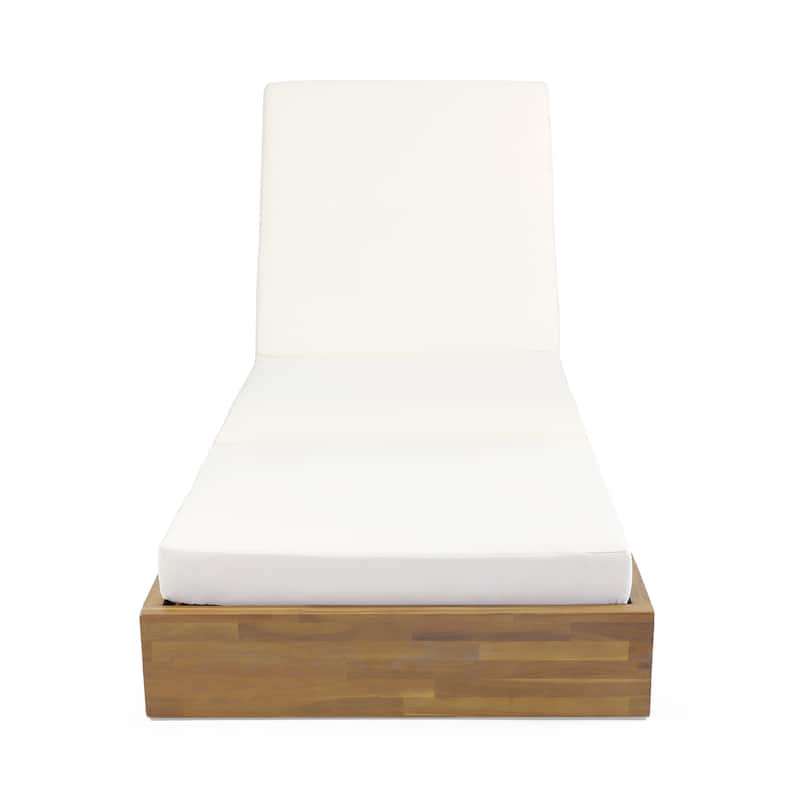 Christopher Knight Home - Elowen Patio Acacia Chaise Lounge With Cushion