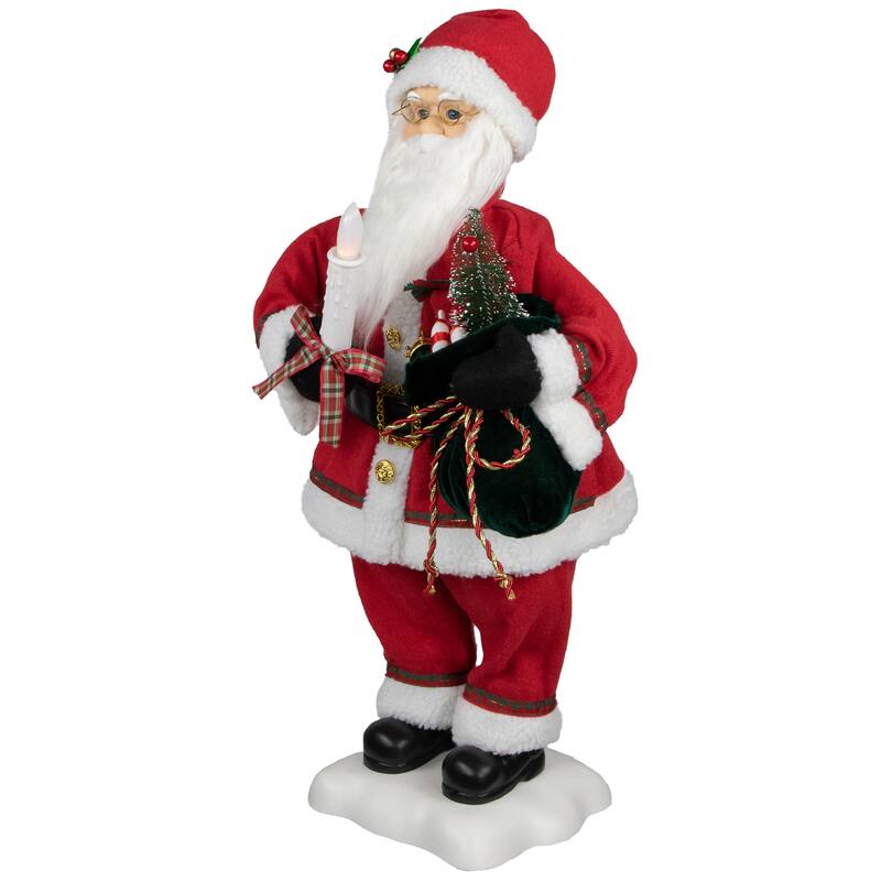24-Inch Animated Santa Claus with Lighted Candle Musical Christmas Figure - 24"