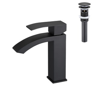 Waterfall Spout Bathroom Sink Single Handle Faucet with Pop-Up Drain ...