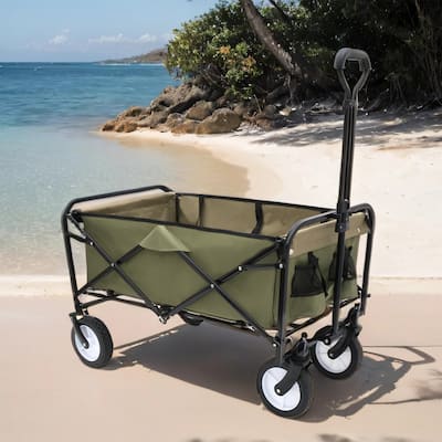360lb Heavy Duty Foldable Wagon with Straps & 3 Bags - Beach & Camping