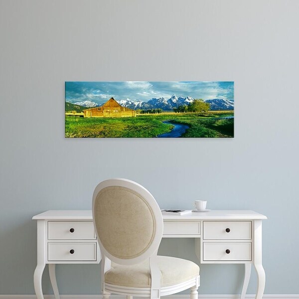 Easy Art Prints Panoramic Image 'Moulton Barn, Mormon Row, Teton Range, Grand Teton National Park, Wyoming' Canvas Art