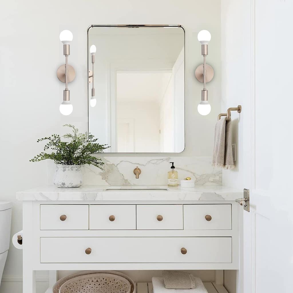 Set of 2 Modern Wall Lights, Farmhouse 2-light Bathroom Vanity Light, Wall Sconce for Dining Room Living Room Bedroom