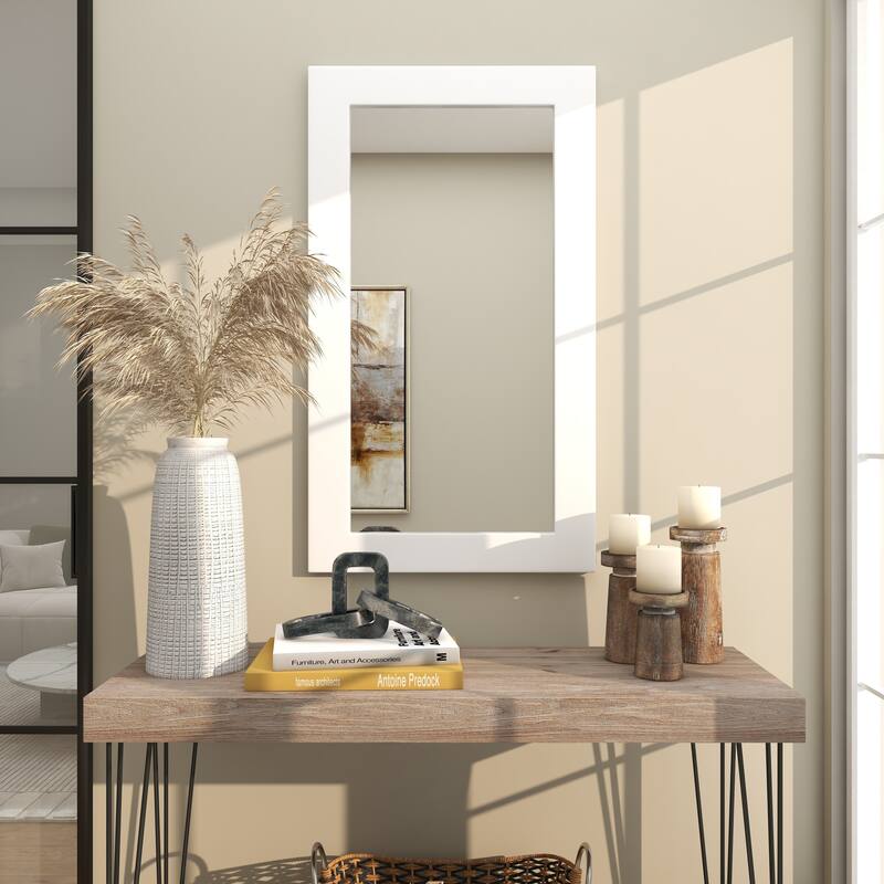 White Wooden Room Wall Mirror