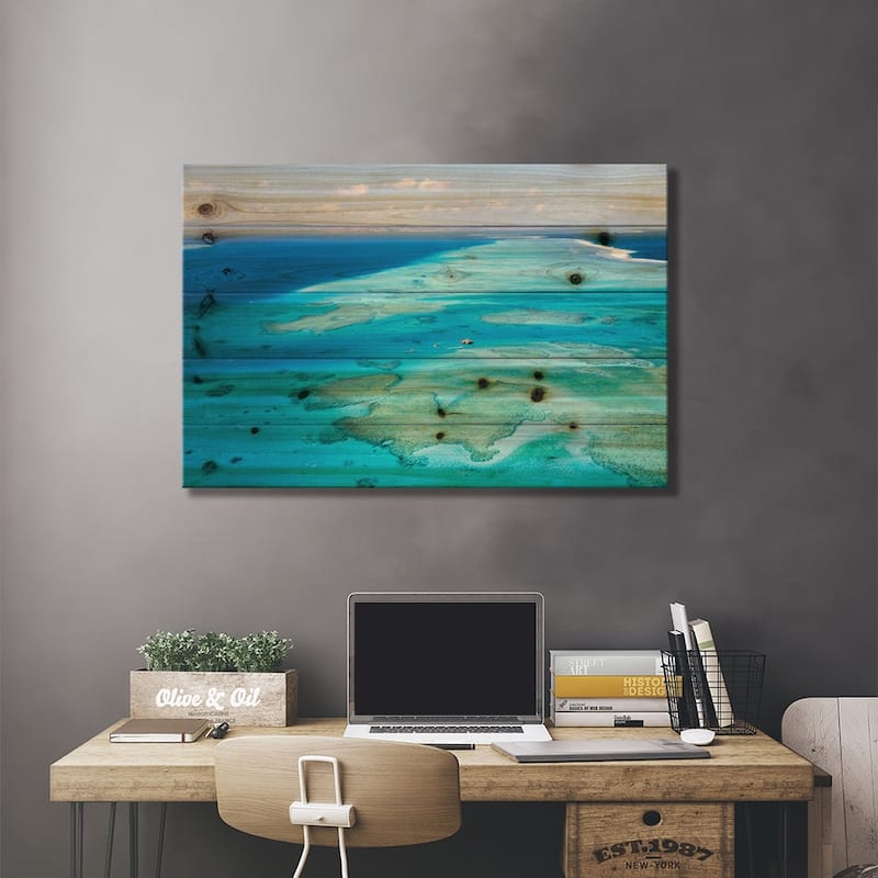 Aerial View Of Cloud 9 Floating Paradise, Malolo Barrier Reef, Republic Of Fiji Print On Wood by Matteo Colombo - Multi-Color