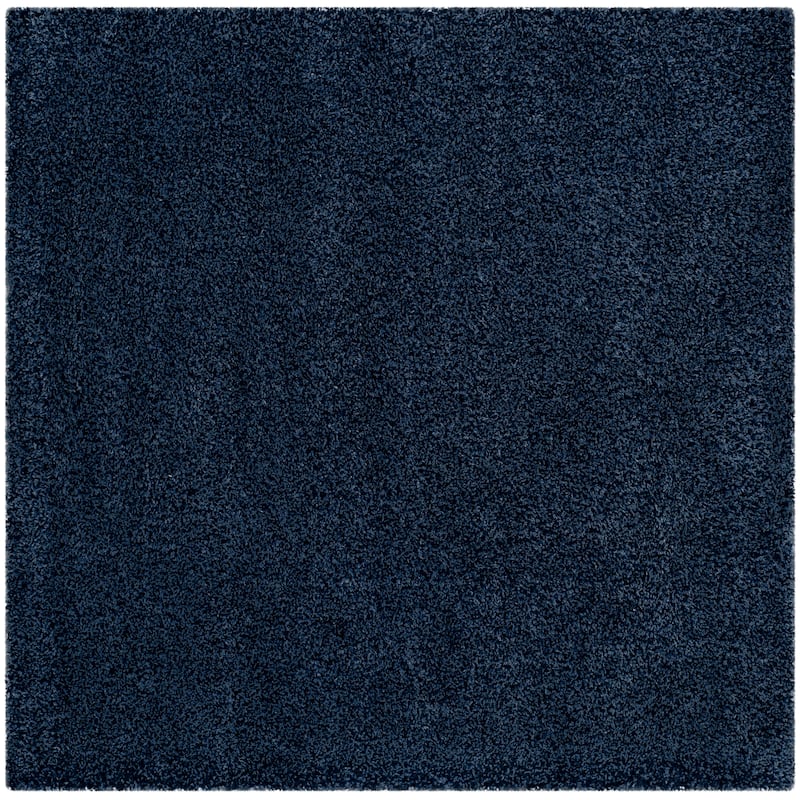 SAFAVIEH Santa Monica Shag Einara 2-inch Thick Area Rug - 6'7" Square - Navy - Square