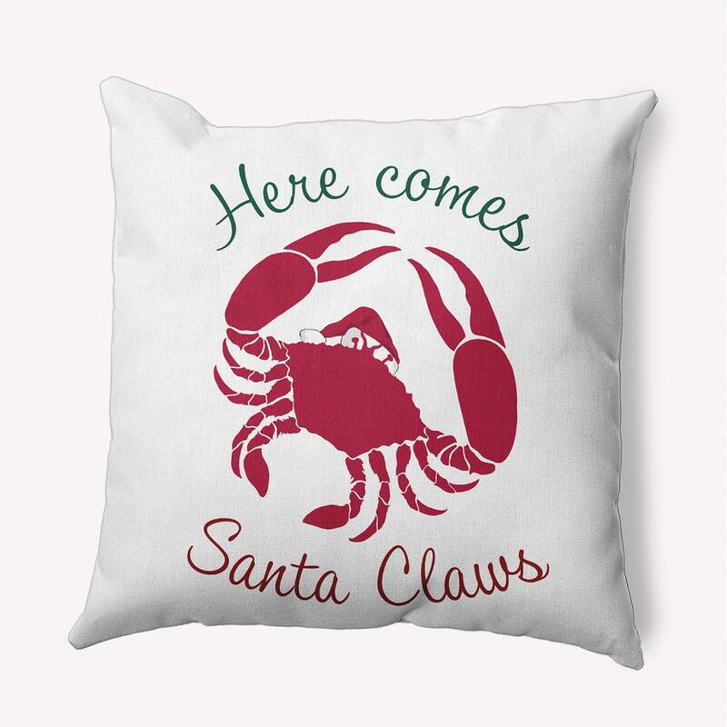 Santa Claws Crab Beachy Christmas Indoor/Outdoor Throw Pillow - 20" x 20" - Christmas Pink