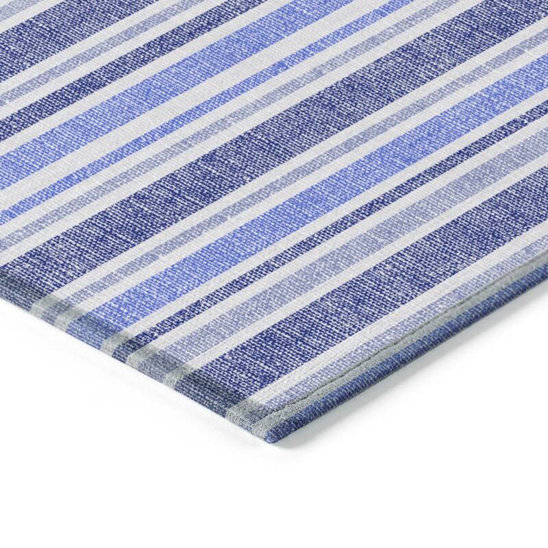 Machine Washable Indoor/ Outdoor Multi Cabana Stripe Chantille Rug