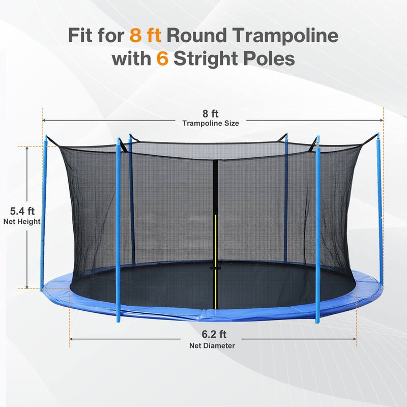 Aoodor Outdoor Trampoline Replacement Net with Zipper, Buckle, String