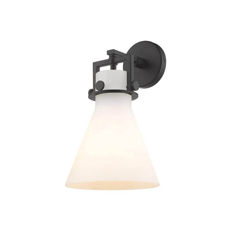 Innovations Lighting Newton Cone - 1 Light 8" Wall-Mounted Sconce - Matte White/Matte Black