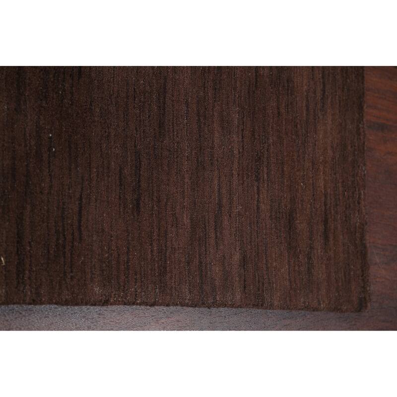 Brown Solid Gabbeh Oriental Wool Area Rug Hand-knotted Bedroom Carpet - 6'2" x 9'2"