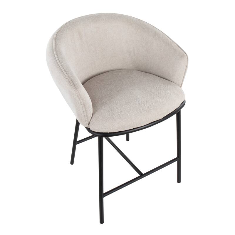 Porch & Den Kacie Counter Stool in Black Steel and Fabric - Set of 2