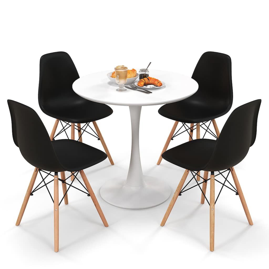 Gymax 5 PCS Dining Set Modern Round Dining Table 4 Chairs for Small