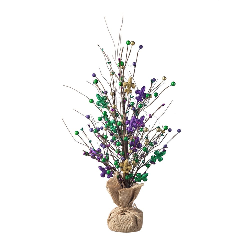 Glitzhome Heart Berry & Fleur-de-Lis Valentine's & Mardi Gras Table Tree