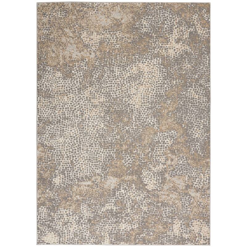 Michael Amini MA90 Uptown Abstract Area Rug - 4' x 6' - Beige/Grey