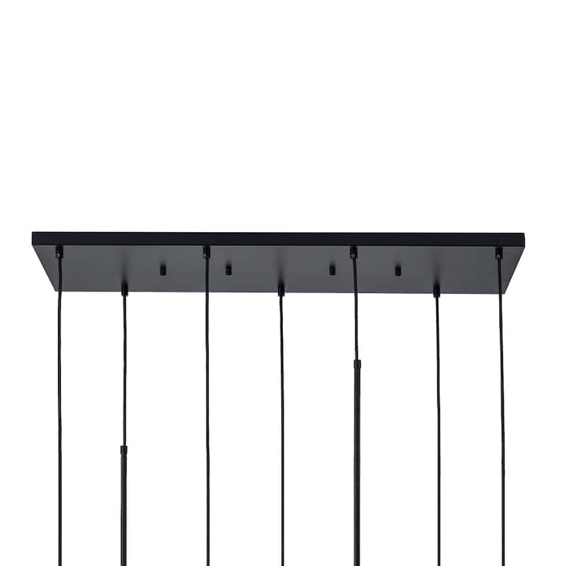 Glam 7-Light Tinted Gradual Blue Glass Globe Kitchen Island Chandelier