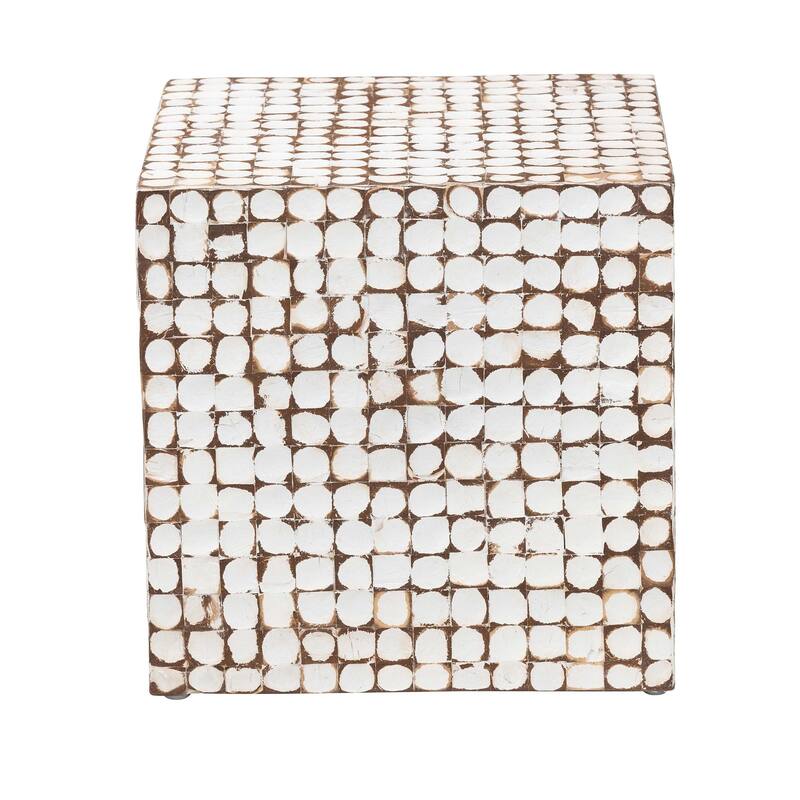 Janella Bohemian Coconut Shell and Acacia Wood End Table